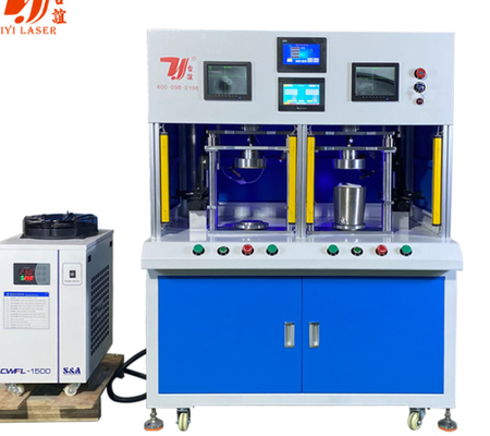 Dubbele station roestvrijstalen ketel bodem ketel spout automatische vezel laser lassen machine met 1070nm laserstraal