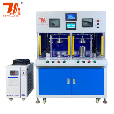 Dubbele station roestvrij staal ketel bodem ketel spout automatische vezel laser lassen machine met Raytools HZG hoofd